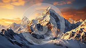 A snow-covered mountain range stretching as far as the eye can see.