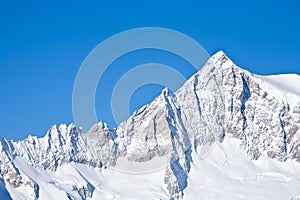 Snow-covered mountain ridge