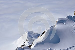 Snow covered mountain ridge, Austrian Alps