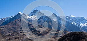 Snow Covered Mountains above the Desert Panorama