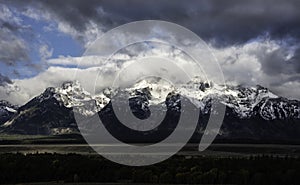 Snow covered mountains of the Grand Tetons.