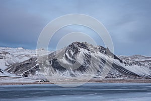 Snow covered mountains in Iceland