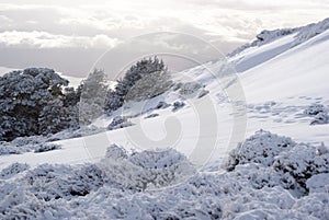 Snow covered mountains at Kepler Track