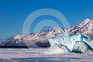 Snow covered mountains and Knik Glacier in Anchorage, Alaska