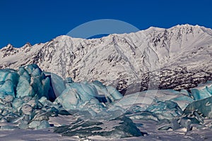 Snow covered mountains and Knik Glacier in Anchorage, Alaska