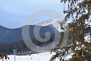 Snow covered mountains Ukraine village Carpathians