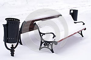 Snow Covered Park Bench