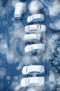 Snow covered parked car