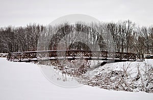 Snow Covered Pedestrian Bridge