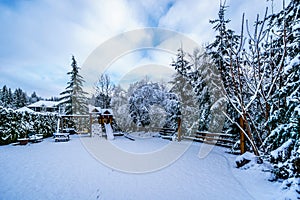 Snow covered Play Ground in the Fraser Valley of British Columbia