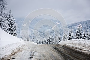 Snow-covered road