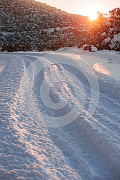 Snow covered road