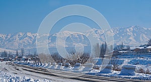 Snow covered the roads leading to the mountain