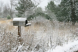 Snow Covered Rural Mailbox