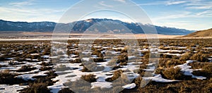 Snow Covered Sage Brush Mountain Landscape Surrounding Great Basin