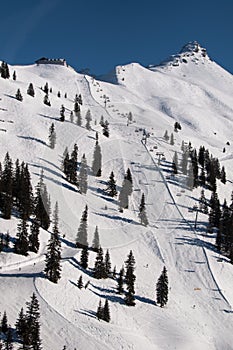 Snow covered ski piste