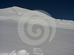 The snow covered ski resort of Les Contamines Montjoies photo