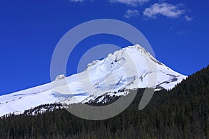 Snow-covered Strata Volcano Mount Hood, Pacific Northwest, Oregon, USA