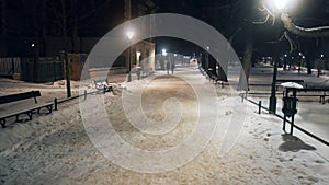 Snow Covered Street In The Old Town Main Market Square Krakow Nighttime Shot