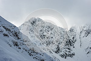 Snow covered tourist trails in slovakia tatra mountains