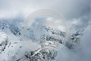 Snow covered tourist trails in slovakia tatra mountains