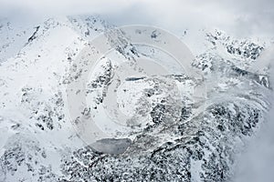 Snow covered tourist trails in slovakia tatra mountains