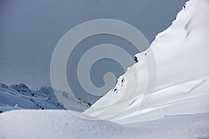 Snow covered tourist trails in slovakia tatra mountains