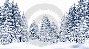 Snow-covered trees in winter forest