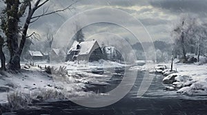 Photorealistic Winter Landscape Image Creation In Amos, Quebec photo