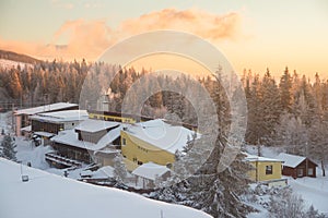 Snow covered village