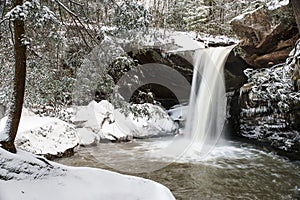 Snow Covered Waterfall - Flat Lick Falls - Appalachian Mountains - Kentucky