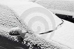 Snow covered windshield