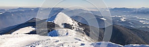 Snow covered winter mountains. Arctic landscape. Colorful outdoor scene, Artistic style post processed photo.