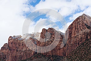 Snow Covered Zion Sandstone in Winter