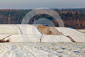 Snow covering the field during the winter