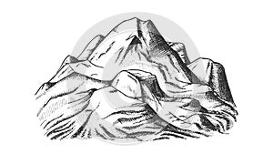 Snow Covering Mountain Landscape Hand Drawn Vector