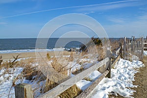 Snow on the Cape Henlopen State Park Beach photo