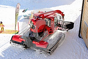 Snow crawler. The Nebelhorn Mountain in winter. Alps, Germany.