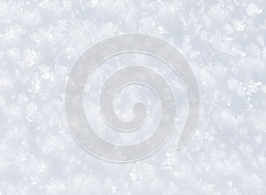 Snow crystals texture. A layer of shiny white snow. Winter background for Christmas projects.