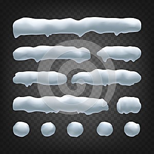 Snow Drift Vector. Winter Decoration Element. Realistic Snowdrift. Seasonal Snowfall Background. Isolated On Transparent