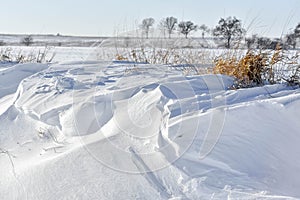 Snow Drifts in Winter, Rural America photo