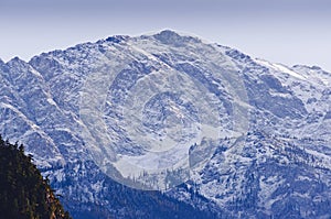 Snow-dusted mountain peaks