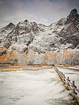 Snow on Ersfjord Beach photo