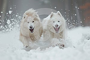 snow eskimo dogs in the snow