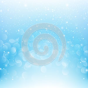 Snow fall with bokeh abstract blue background vector