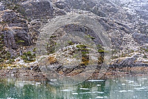 Snow fall at Santa Ines glacier in the Strait of Magellan photo