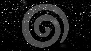 snow falling animation on a black background, seamless loop