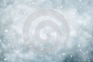Snow falling winter abstract background