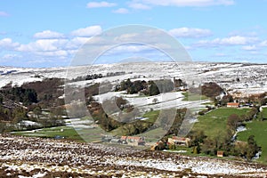 Snow on the fells in spring, North Yorkshire.