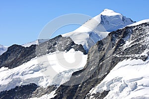 Snow fields of the Jungfrau in the Swiss Alps